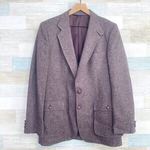 Fioravanti Tweed Sport Coat Brown Patch Pocket Elbow Patches Bespoke Mens 40L